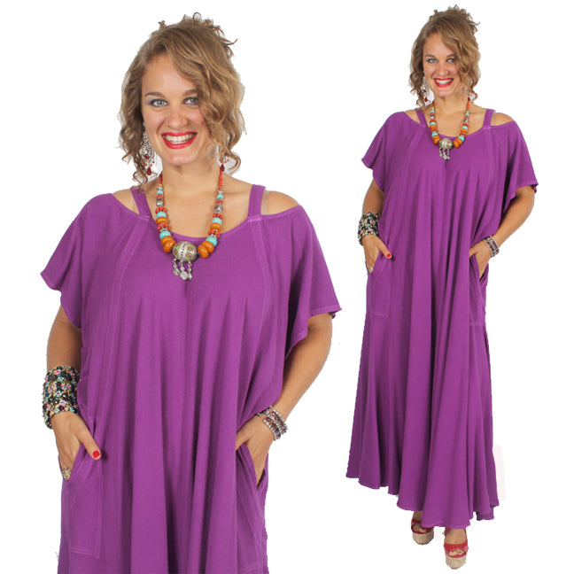 Farfala Cold Shoulder Dress Moroccan Cotton Sml-7X Custom Dye