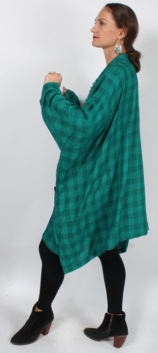 Sunheart Green Plaid Demeter Jacket Lagenlook Boho Hippie Chic Plus Sml-9X