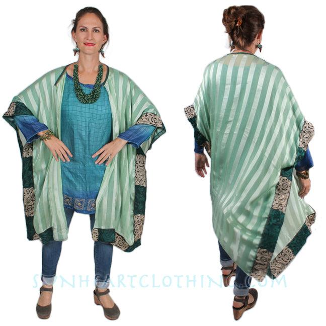 Sunheart Ruana Jacket Vintage Silk embroidered Celtic Sml-9x Plus