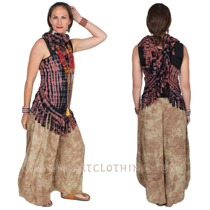 $60 OFF! Sunheart Malibue Batik Fringe Shawl Hippie Chic Artisan Resort Wear
