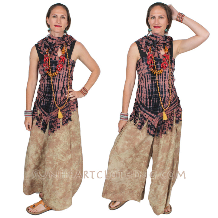 Sunheart Malibue Batik Fringe Shawl Hippie Chic Artisan Resort Wear