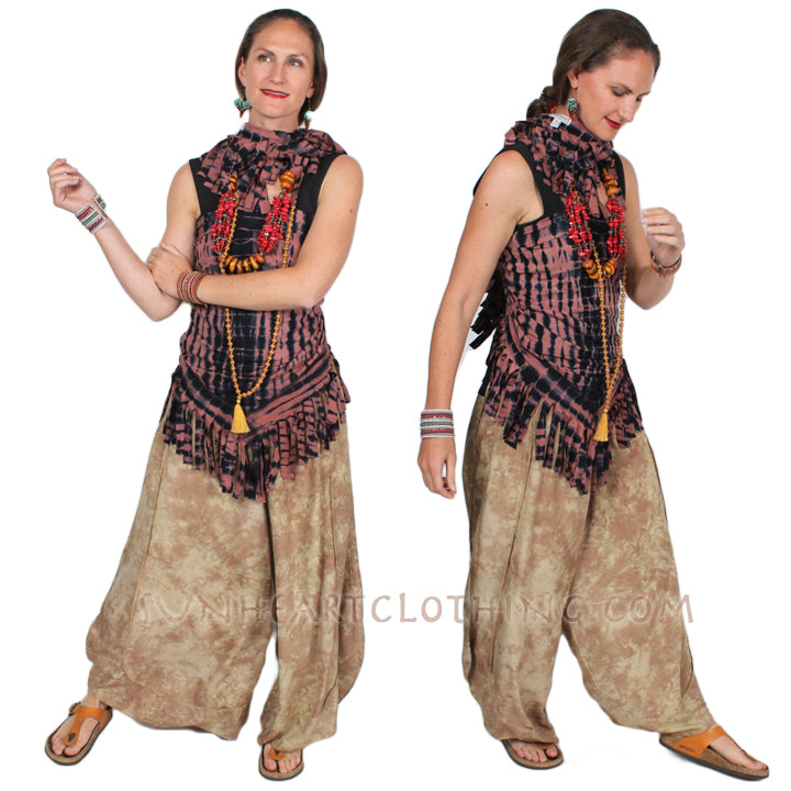 $60 OFF! Sunheart Malibue Batik Fringe Shawl Hippie Chic Artisan Resort Wear