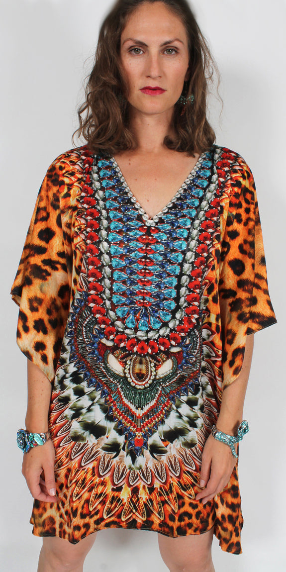 SunHeart Shaman Ceremonial  Caftan Top or Dress Boho Hippie Chic  Sml-2x