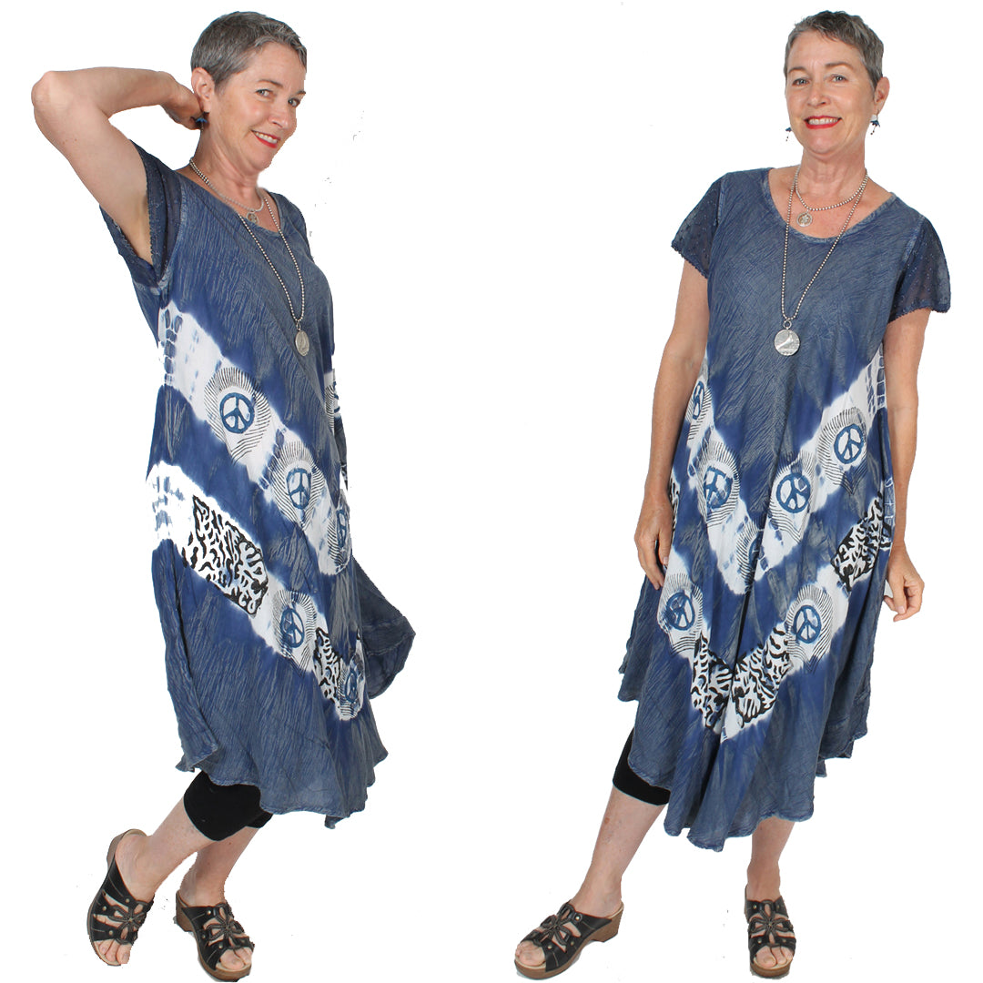 Sunheart Peace Summer Dress Batik  Boho Hippie Chic Resort Wear Sml-4x+