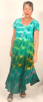 Sunheart Batik short-sleeve  Dress Boho Hippie Chic Resort Wear Sml-5x+