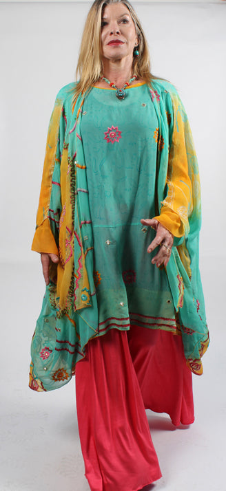 One-of-a-Kind SunHeart Lagenlook Tunic Top Pants Set l Sml-6x