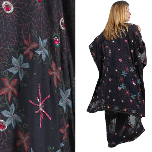 SunHeart Silk Bejeweled Caftan & Skirt Set SML-8X
