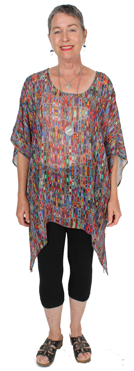 Sunheart Plus Impressionist Oversize Tunic Top Lagenlook Boho Hippie Chic SML-6X+