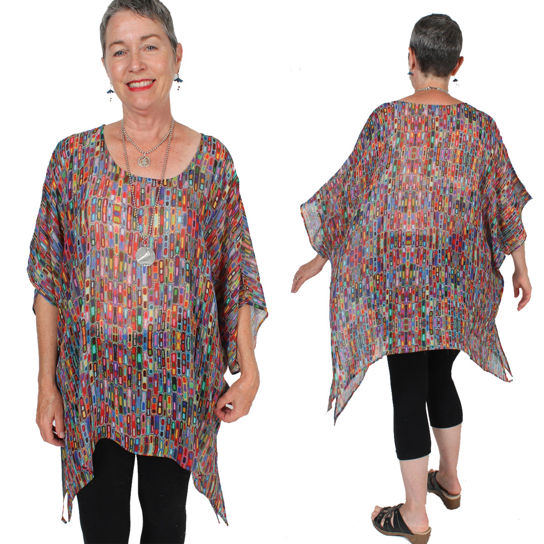 Sunheart Plus Impressionist Oversize Tunic Top Lagenlook Boho Hippie Chic SML-6X+