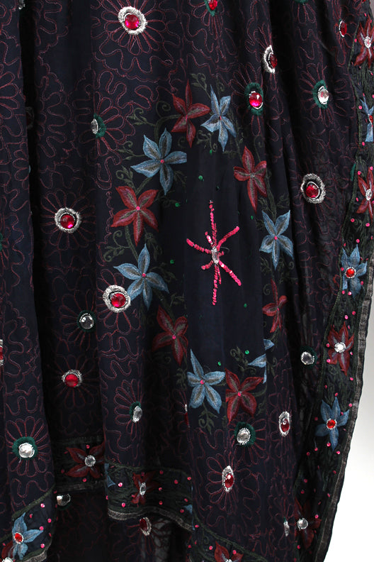 SunHeart Silk Bejeweled Caftan & Skirt Set SML-8X