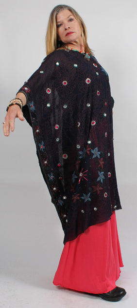 SunHeart Silk Bejeweled Caftan & Skirt Set SML-8X