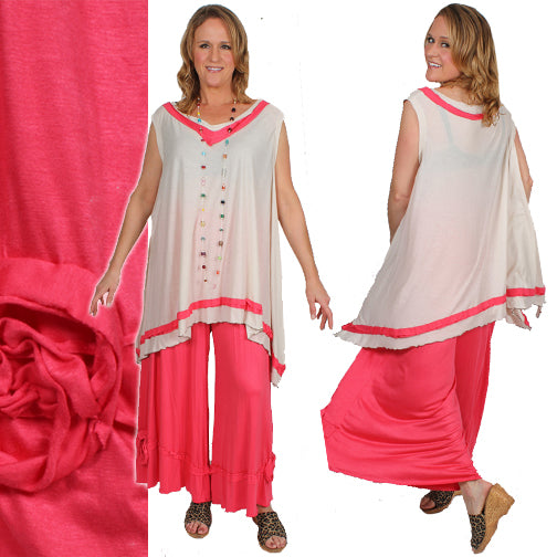 One-of-a-Kind SunHeart Lagenlook Tunic Top Pants Set l Sml-6x