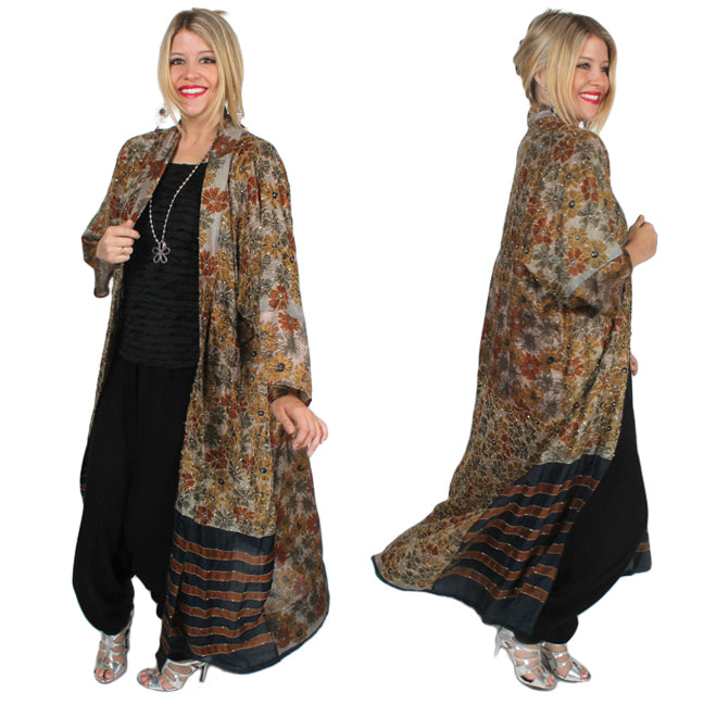 Sunheart Vintage Silk Jewel Embroidered Coat Sml-5x