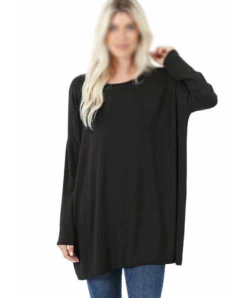 Oversize  Tunic Top Black - Navy-Pink Modal Sleeve Hippie Chic Resort Wear Sml-7x