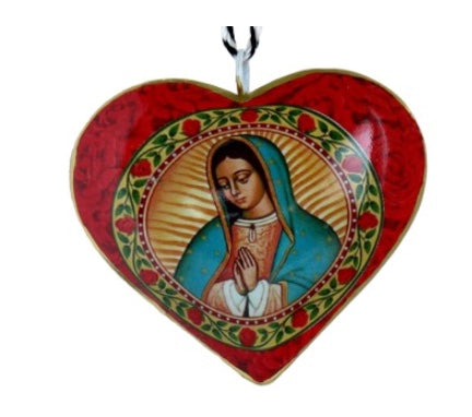 Sunheart Virgin of Guadalupe Heart Ornament Holiday Gift Altar Home Lifestyle