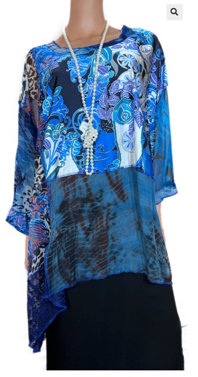 $50 OFF Sale! Mosaic hi-low Tunic Top Boho Hippie Chic Resort Wear Sml-10X LAST ONE!