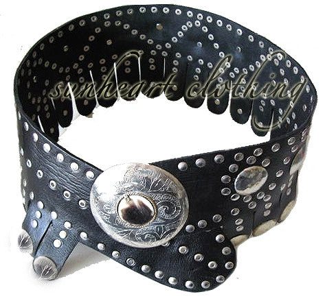 Authentic Moroccan Silver Coin Leather Belt