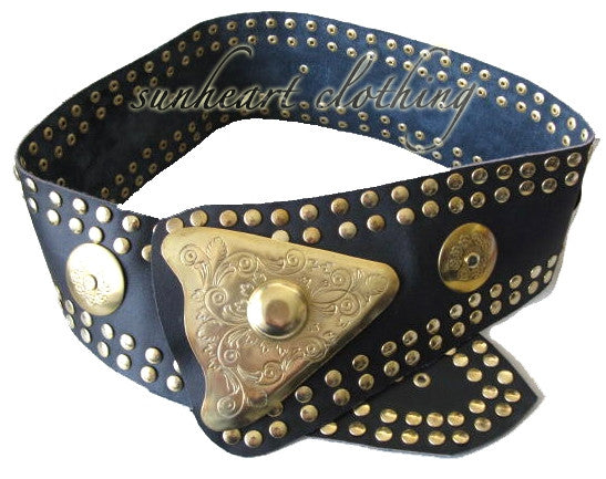 Authentic BLACK Moroccan Leather BELT Coyote Wicca Ceremonial Ritual LAST ONE!