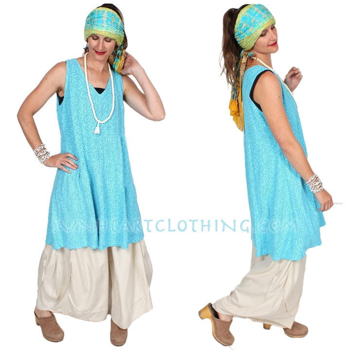 Cut Loose Cotton Tank Dress Boho Cotton Linen Resort Wear Sml-2x
