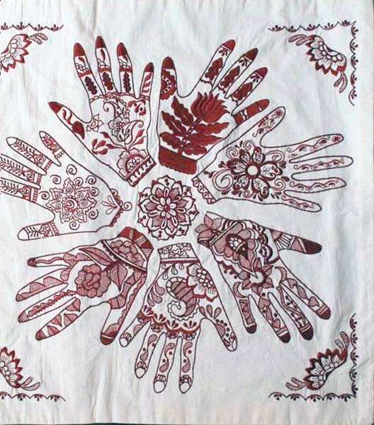 16" X 16" Embroidered Red Hand Women Pillow Case Gift