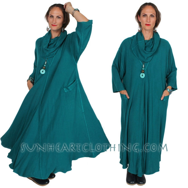 Gaia Cowl Plus Dress Moroccan Cotton Sml-6X Custom Dye