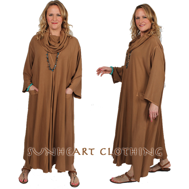Gaia Cowl Plus Dress Moroccan Cotton Sml-6X Custom Dye