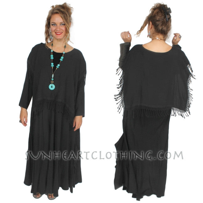 Marekech Fringe Shawl Dress Moroccan Cotton Sml-3X Custom Dye