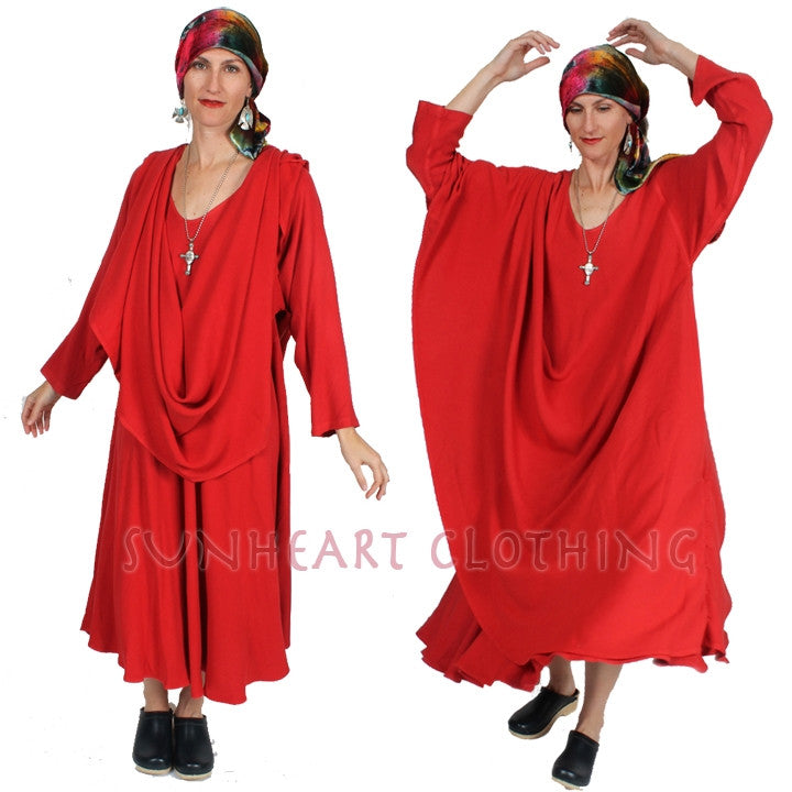 Tangiers long-sleeve Magic Dress 2 Layers Moroccan Cotton Sml-5X Custom Dye Plus