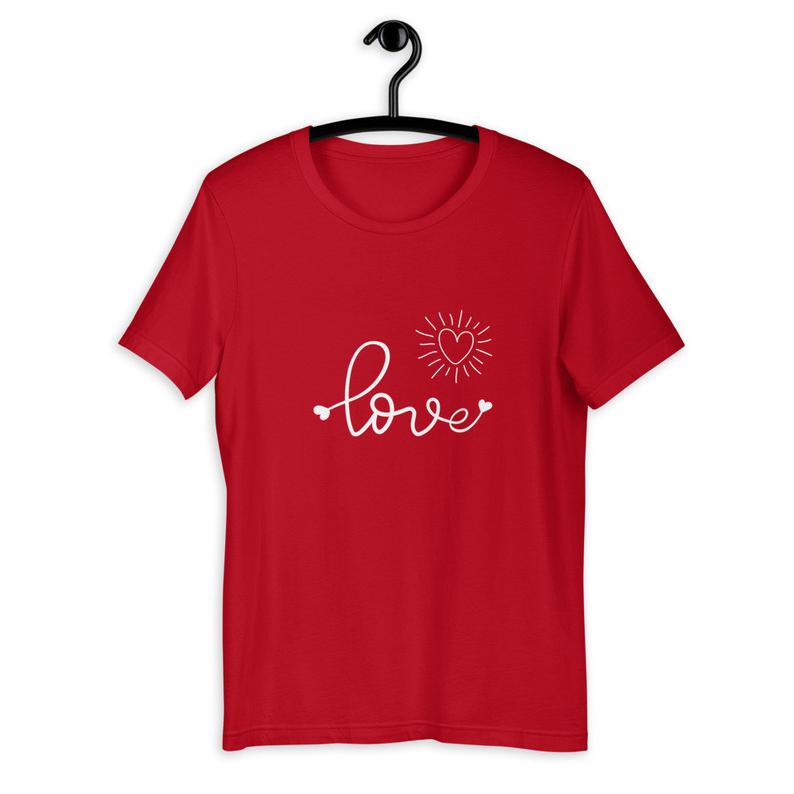 Sunheart Love Heart  Cotton Unisex Women's Men's  Folk Art Tee Shirt Small to 4X