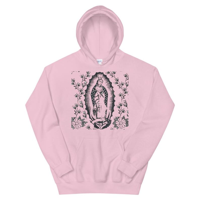 Sunheart Virgin of Guadalupe Folk Art Hoodie Pullover Small to Plus Sizes Sml-5X