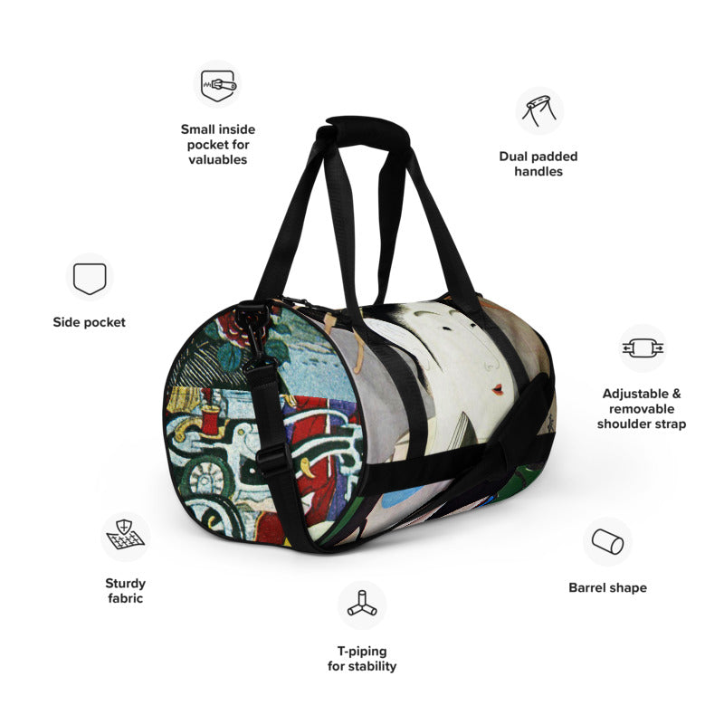 Boho Japanese Art Warrior Geisha  Gym Sports Bag Weekender Luggage Artist Duffel Bag