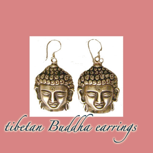 Artisian Tibetan Buddha Silver Earrings  Hand-Made Jewelry