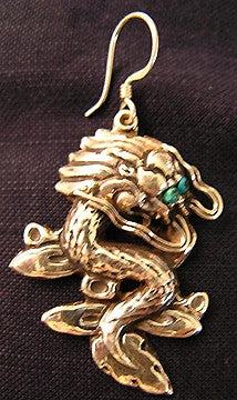 Artisian Tibetan Dragon Silver Earrings  Hand-Made Jewelry
