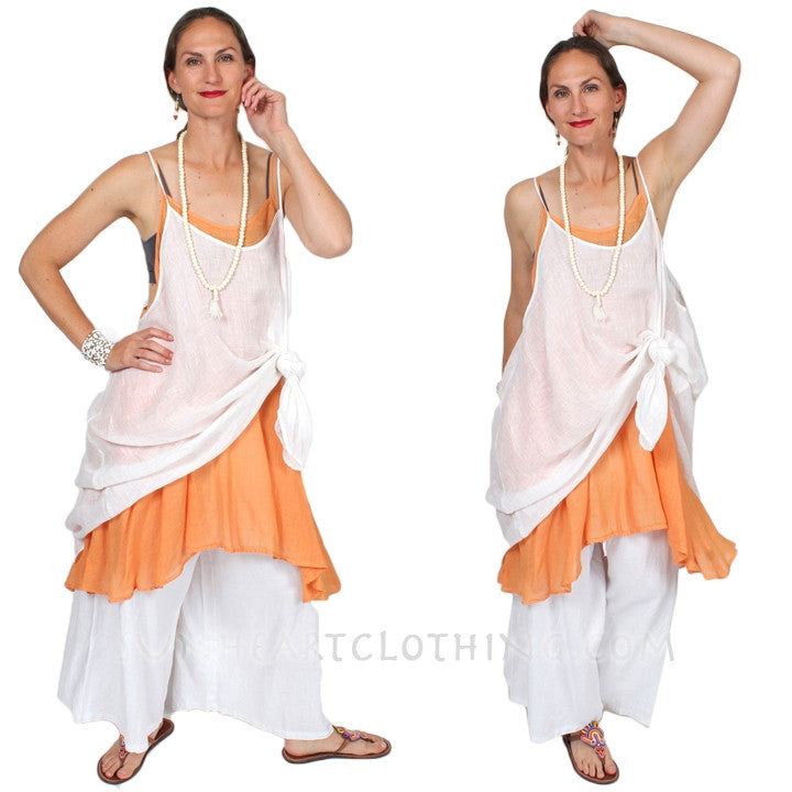 Kleen HeartString Lagenlook Tank Dress Linen Plus Boho Hippie Chic Sml-4x