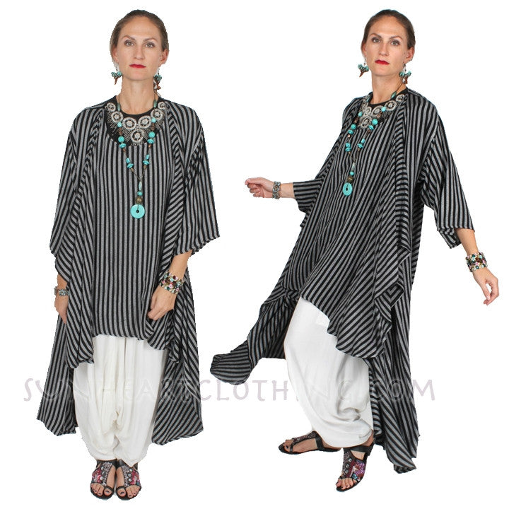 Dairi Fashions Gandourah Top & Coat In-One Stripe Sml-9x+