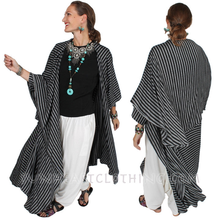 Dairi Fashions Gandourah Top & Coat In-One Stripe Sml-9x+