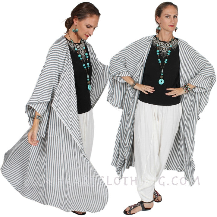 Dairi Fashions Gandourah Top & Coat In-One Stripe Sml-6x+