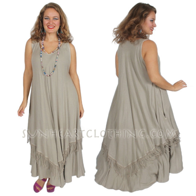 Dairi Moroccan Cotton Jasmina Fringe Tank Magic Dress Sml-3x