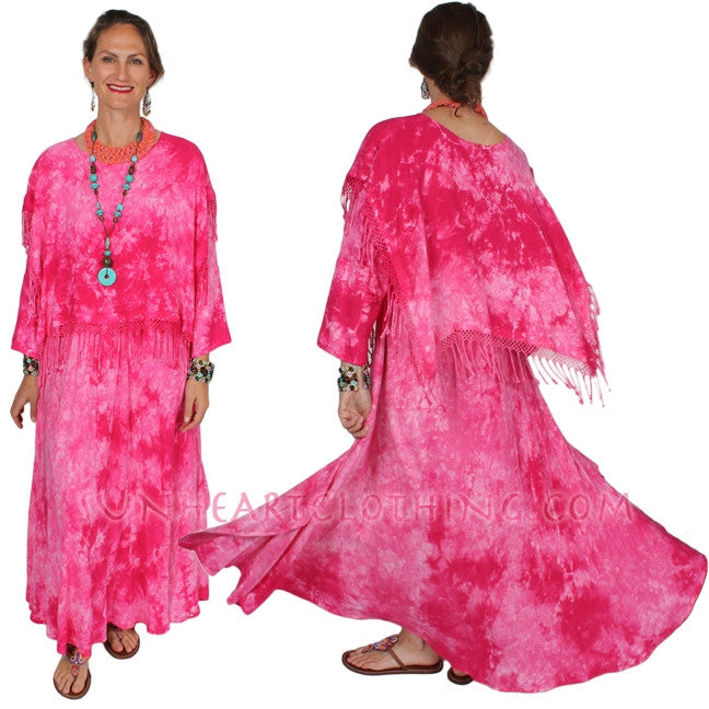 Dairi Moroccan Cotton Marekech Fringe Shawl Dress Boho Hippie chic Sml-3x