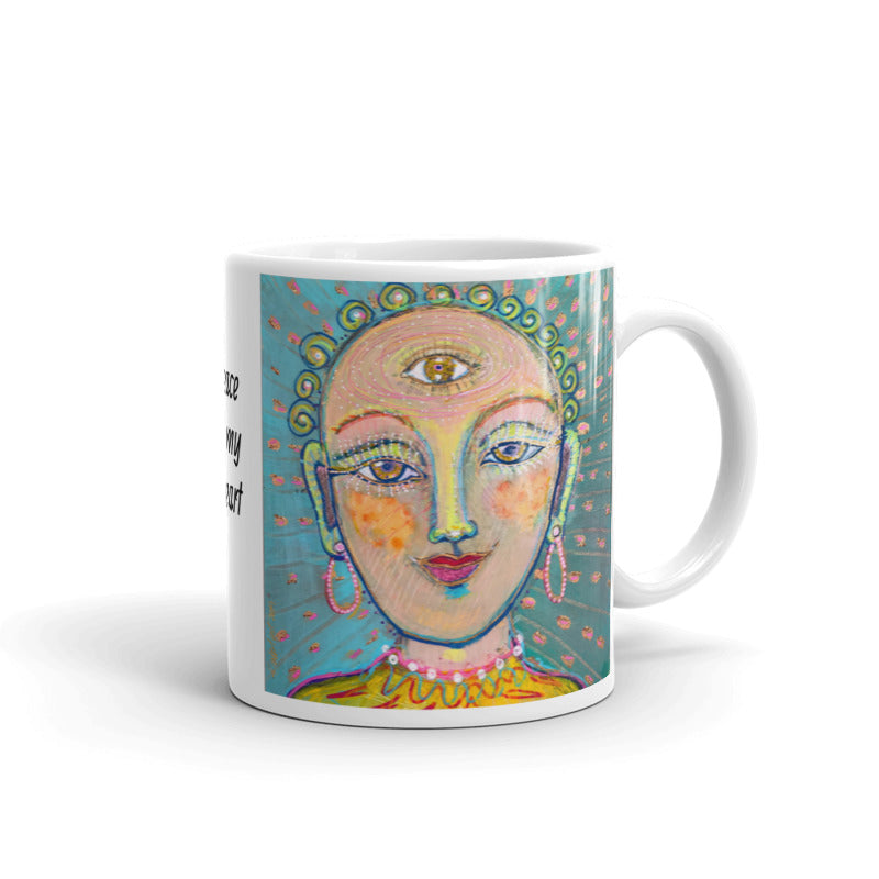 Buddha Peace in my Heart Novelty Mug Coffe Mug, Spiritual Gifts for Her, More Art Inspirational Mugs and Gifts, Coffee Tea Mug
