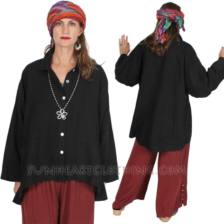 Sunheart  Linen Clothing hi-low Shirt or Jacket SML-2X