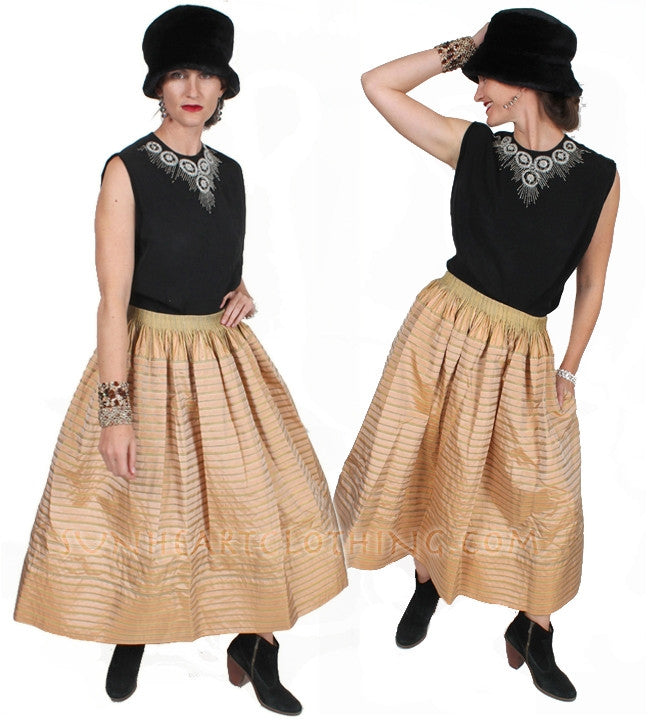 Oscar de la Renta Vintage Silk Taffeta Couture Skirt Small