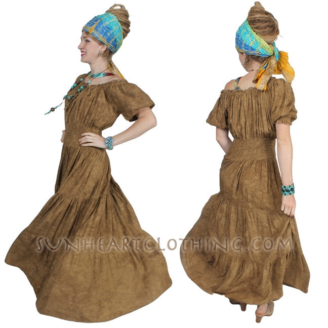 Sunheart Boho Batik Peasant Dress Mexican Renaissance Folk Sml-4X