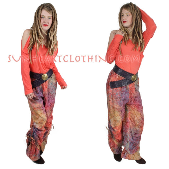 SunHeart Ruched 2 Layer Pant Boho Hippie Chic Sml-XL Sale