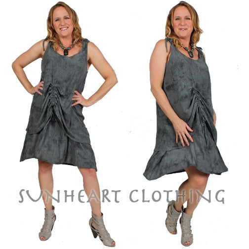 SunHeart 2-Layer Ruched Tank Brown Dress Resort Wear Sml-1x