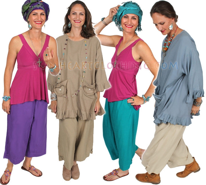 Sunheart Wide Leg Pant Linen Boho Classic Resort Sml-4x Last One!