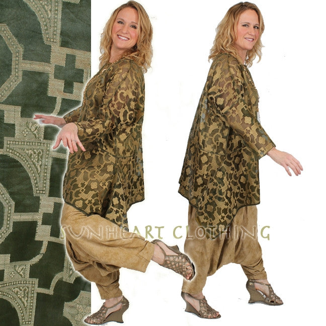 SUNHEART VINTAGE SILK BOHO GOLD GRAIL TUNIC