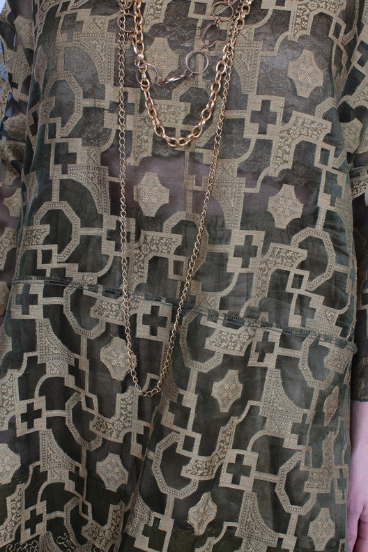 SUNHEART VINTAGE SILK BOHO GOLD GRAIL TUNIC
