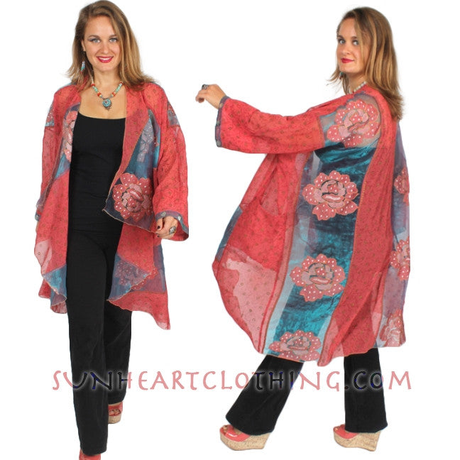 Sunheart Cachet Coat Vintage Silk Embroidered Cachet Coat Sml-7X
