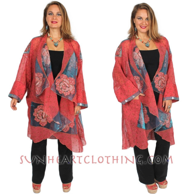 Sunheart Cachet Coat Vintage Silk Embroidered Cachet Coat Sml-7X